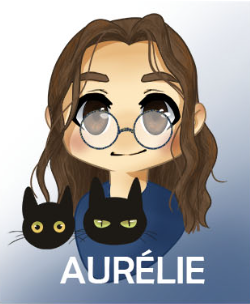 Illustration représentant un avatar d'Aurélie Faucheux avec ses deux chats Shade et Pastel