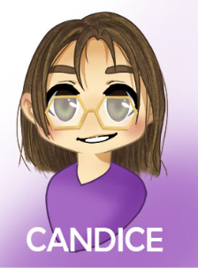 Illustration représentant un avatar de Candice Zucchelli sur fond violet